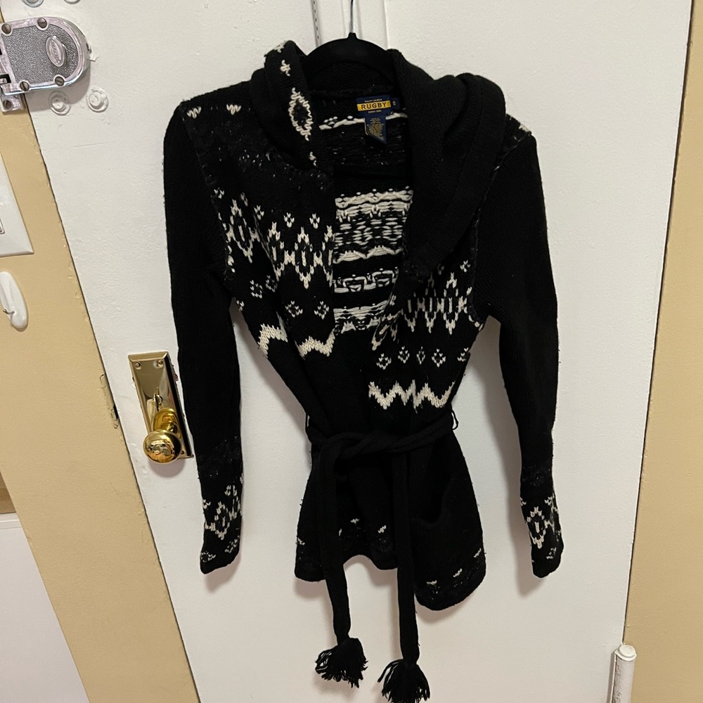 Rugby Ralph Lauren Hooded Wool Wrap Sweater
